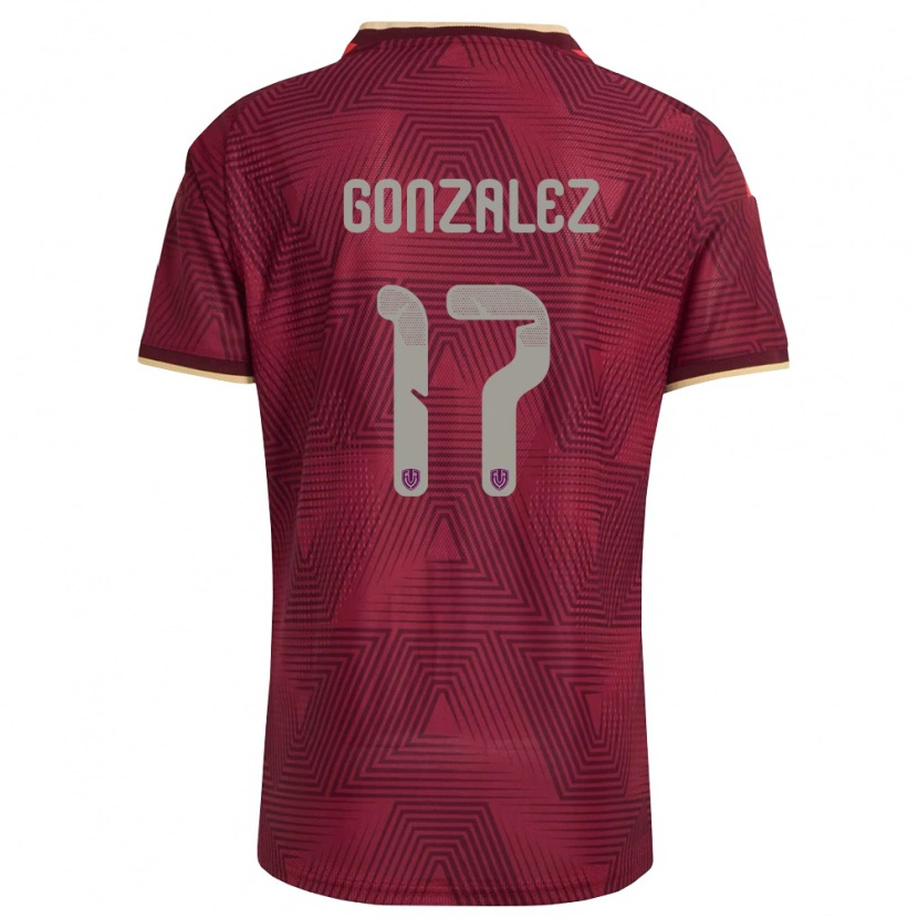Danxen Dámské Venezuela Mayken González #17 Vínová Zlatá Žlutá Domů Hráčské Dresy 26-28 Dres