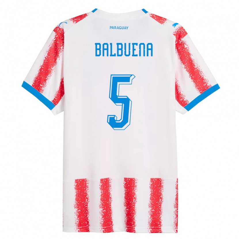 Danxen Dámské Paraguay Fabián Balbuena #5 Bílá Červená Modrá Domů Hráčské Dresy 26-28 Dres