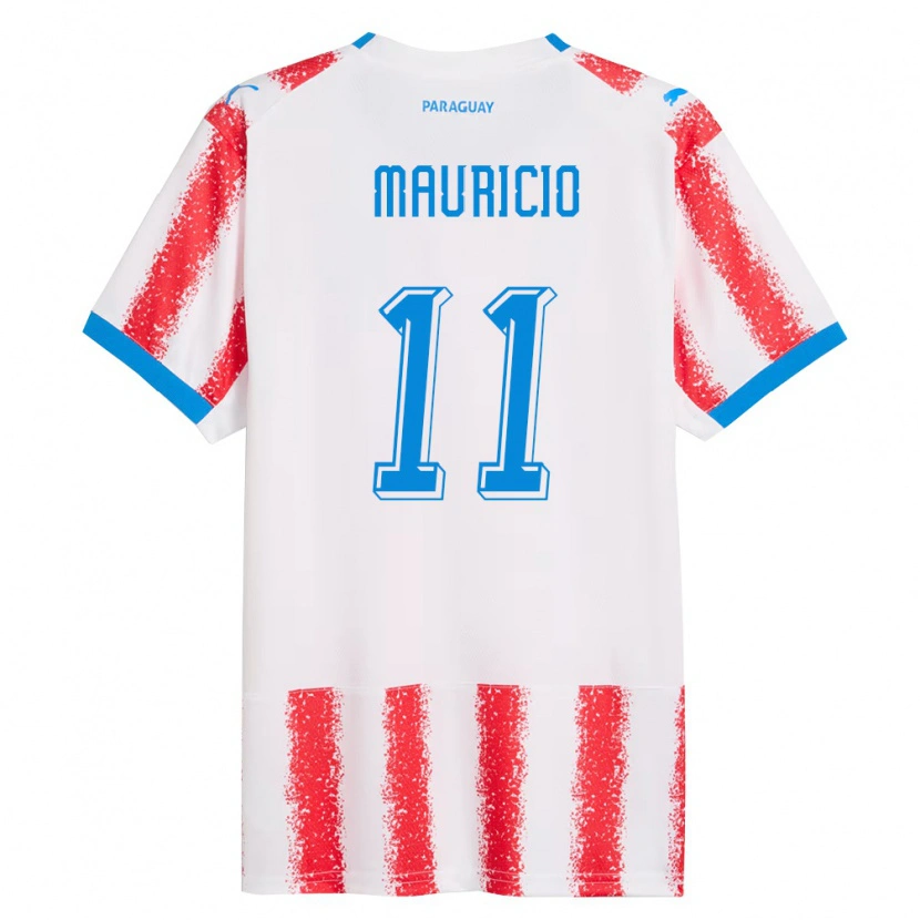 Danxen Dámské Paraguay Mauricio #11 Bílá Červená Modrá Domů Hráčské Dresy 26-28 Dres