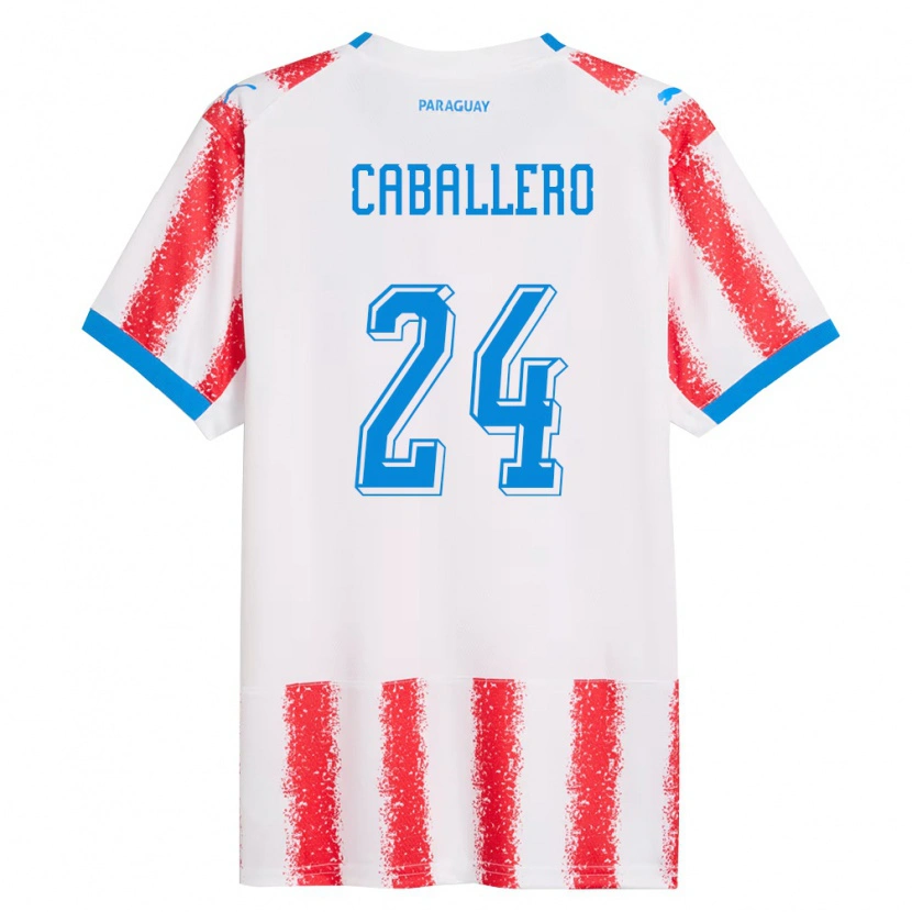 Danxen Dámské Paraguay Gustavo Caballero #24 Bílá Červená Modrá Domů Hráčské Dresy 26-28 Dres
