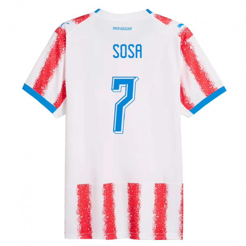 Danxen Dámské Paraguay Ramón Sosa #7 Bílá Červená Modrá Domů Hráčské Dresy 26-28 Dres