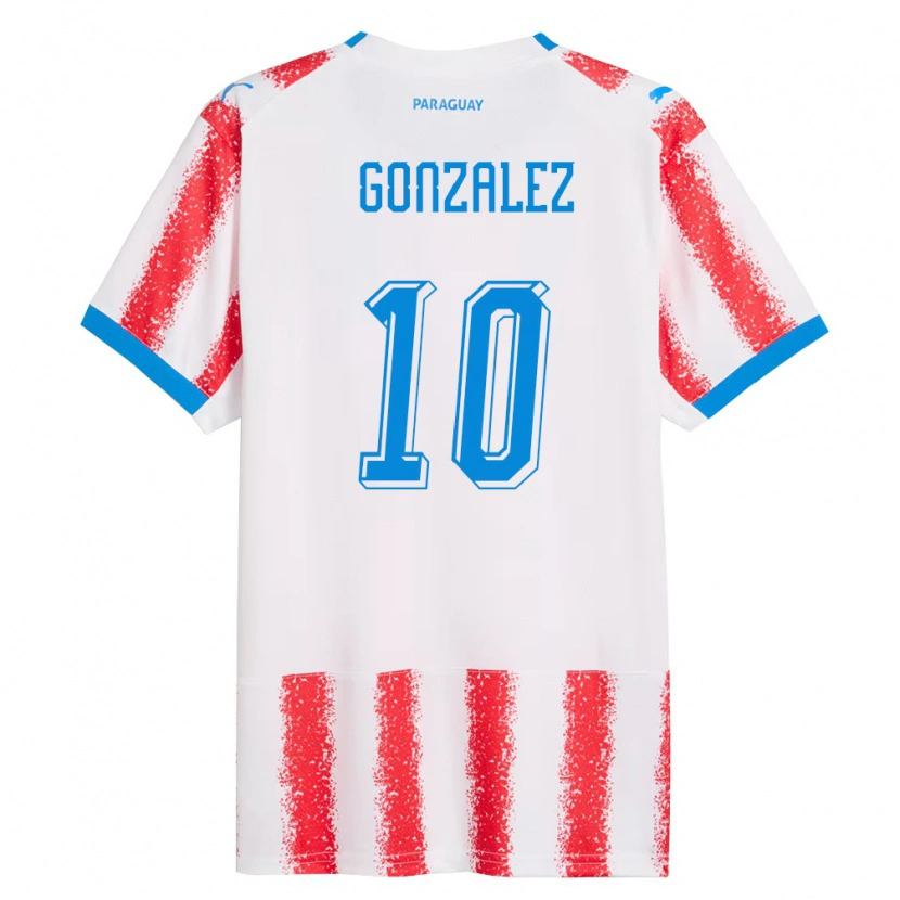 Danxen Dámské Paraguay Enso González #10 Bílá Červená Modrá Domů Hráčské Dresy 26-28 Dres
