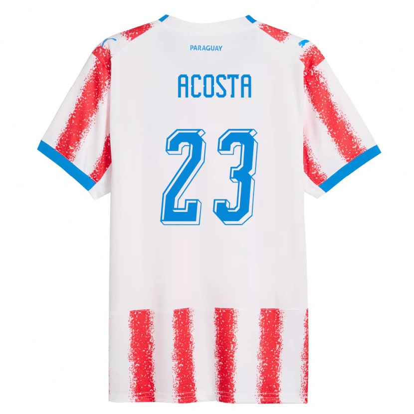 Danxen Dámské Paraguay Fátima Acosta #23 Bílá Červená Modrá Domů Hráčské Dresy 26-28 Dres