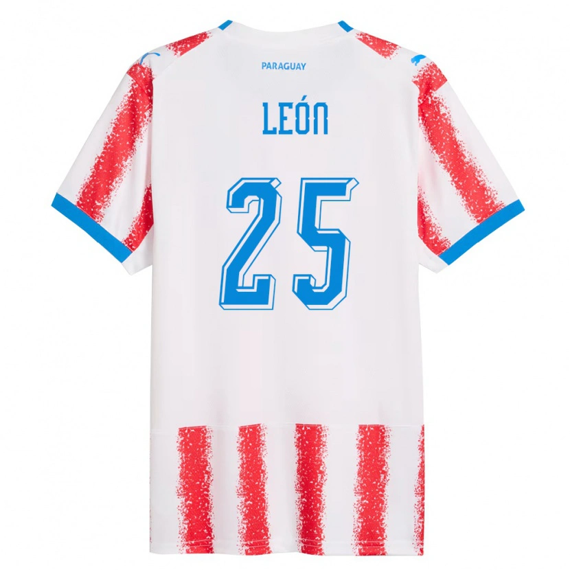 Danxen Dámské Paraguay Diego León #25 Bílá Červená Modrá Domů Hráčské Dresy 26-28 Dres