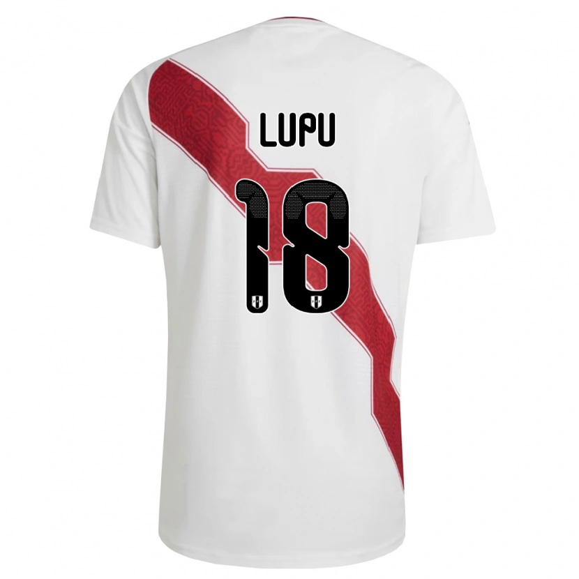 Danxen Dámské Peru Hernan Lupu #18 Bílá Červená Černá Domů Hráčské Dresy 26-28 Dres