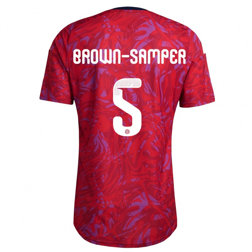 Danxen Dámské Kostarika Isaac Brown-Samper #5 Červená Fialová Námořnická Domů Hráčské Dresy 26-28 Dres