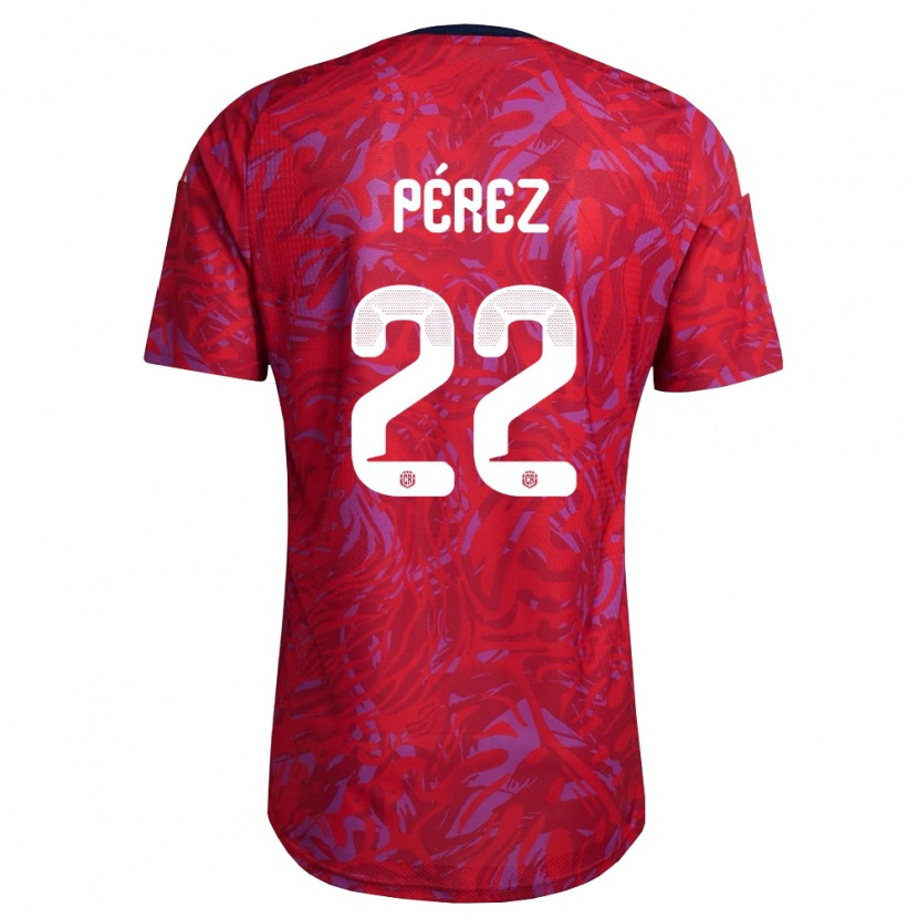 Danxen Dámské Kostarika Creichel Pérez #22 Červená Fialová Námořnická Domů Hráčské Dresy 26-28 Dres