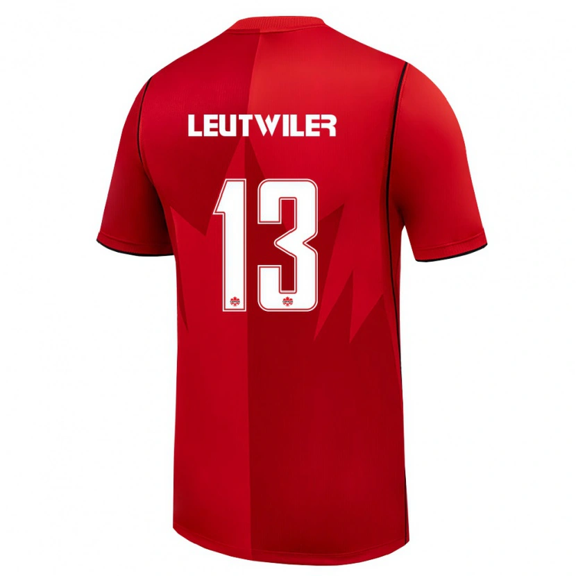 Danxen Dámské Kanada Jayson Leutwiler #13 Červená Bílá Domů Hráčské Dresy 26-28 Dres