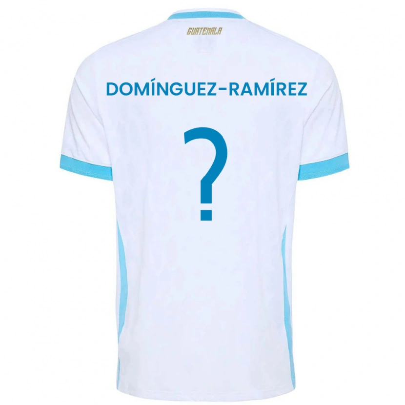 Danxen Dámské Guatemala Marco Domínguez-Ramírez #0 Bílá Nebeská Modrá Zlatá Domů Hráčské Dresy 26-28 Dres