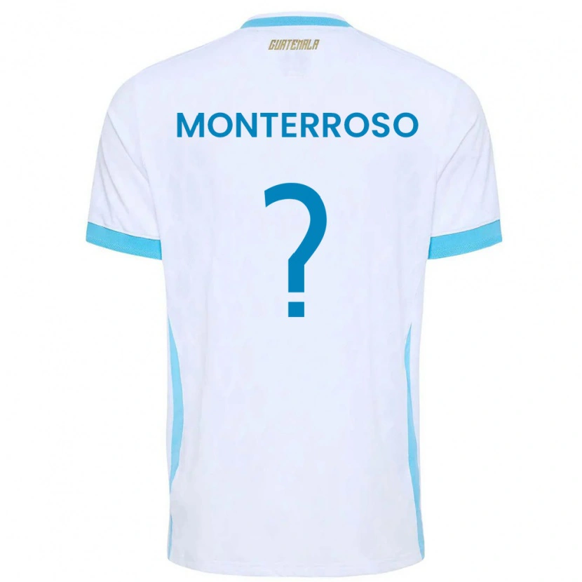 Danxen Dámské Guatemala María Monterroso #0 Bílá Nebeská Modrá Zlatá Domů Hráčské Dresy 26-28 Dres