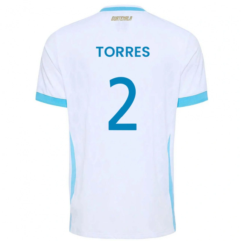 Danxen Dámské Guatemala Nicolás De Jesús Torres #2 Bílá Nebeská Modrá Zlatá Domů Hráčské Dresy 26-28 Dres