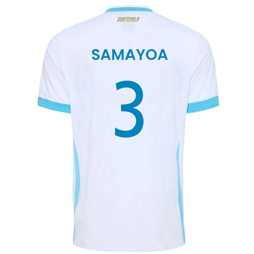 Danxen Dámské Guatemala Nicolás Samayoa #3 Bílá Nebeská Modrá Zlatá Domů Hráčské Dresy 26-28 Dres