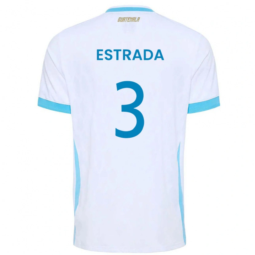 Danxen Dámské Guatemala Carlos Estrada #3 Bílá Nebeská Modrá Zlatá Domů Hráčské Dresy 26-28 Dres