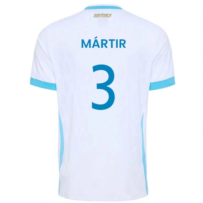 Danxen Dámské Guatemala Anthony Mártir #3 Bílá Nebeská Modrá Zlatá Domů Hráčské Dresy 26-28 Dres