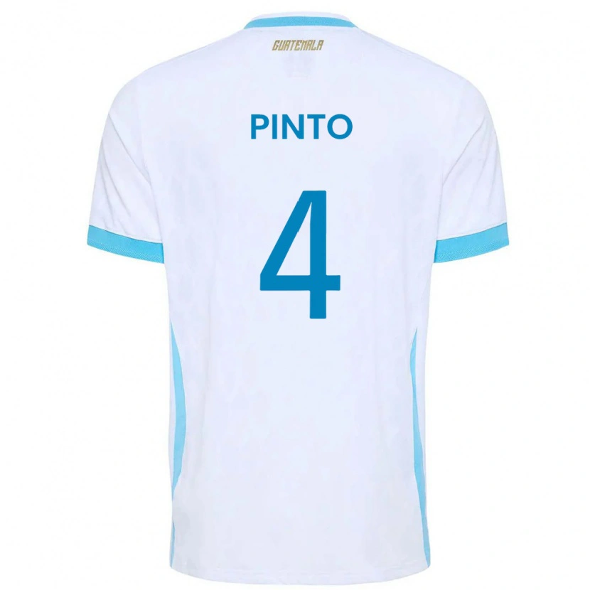Danxen Dámské Guatemala José Carlos Pinto #4 Bílá Nebeská Modrá Zlatá Domů Hráčské Dresy 26-28 Dres