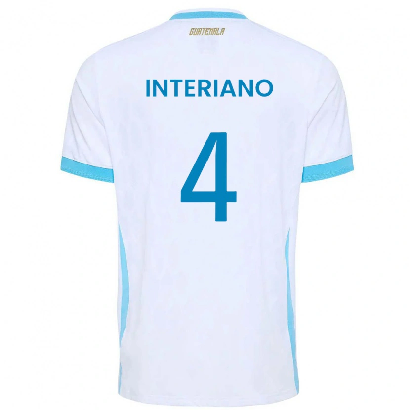 Danxen Dámské Guatemala Jeffrey Interiano #4 Bílá Nebeská Modrá Zlatá Domů Hráčské Dresy 26-28 Dres