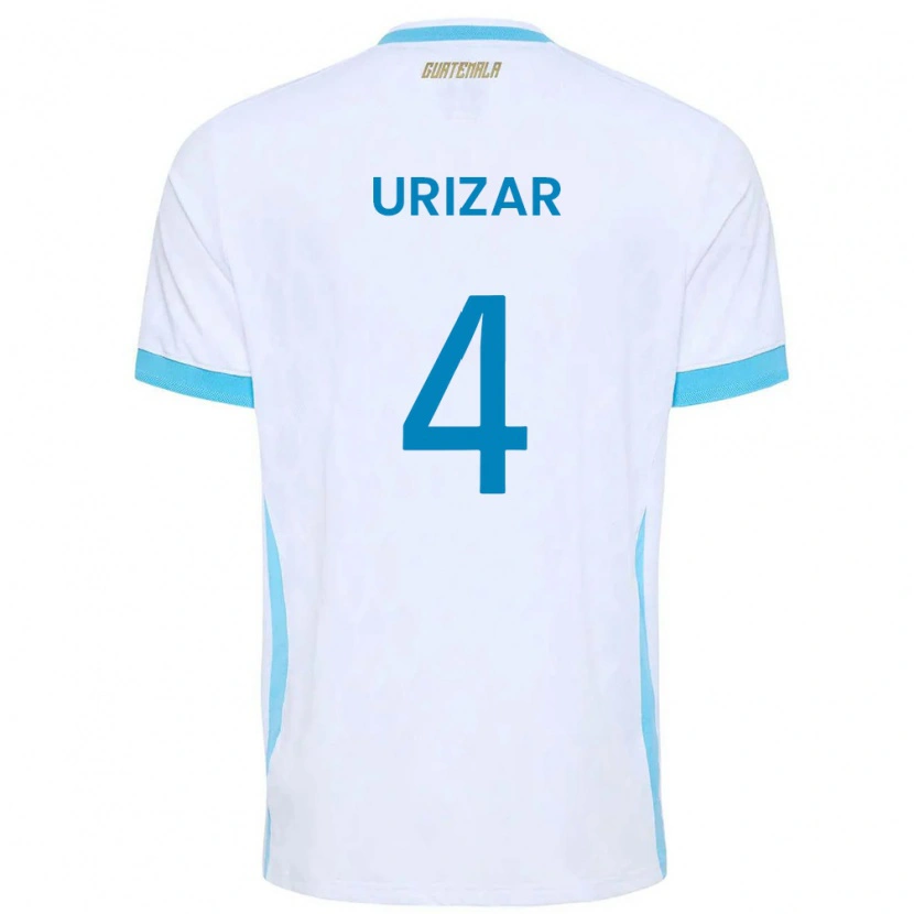 Danxen Dámské Guatemala Jeshua Urizar #4 Bílá Nebeská Modrá Zlatá Domů Hráčské Dresy 26-28 Dres