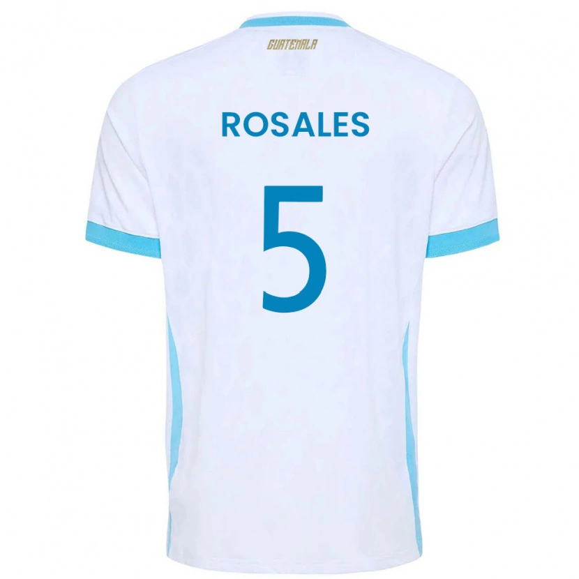Danxen Dámské Guatemala José Rosales #5 Bílá Nebeská Modrá Zlatá Domů Hráčské Dresy 26-28 Dres