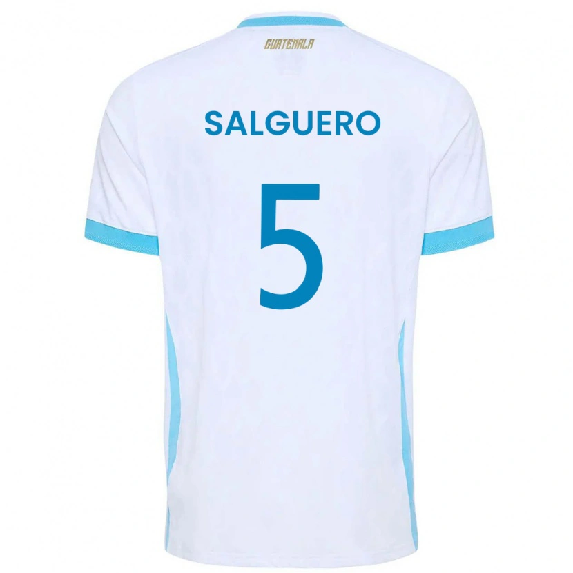 Danxen Dámské Guatemala Osman Salguero #5 Bílá Nebeská Modrá Zlatá Domů Hráčské Dresy 26-28 Dres