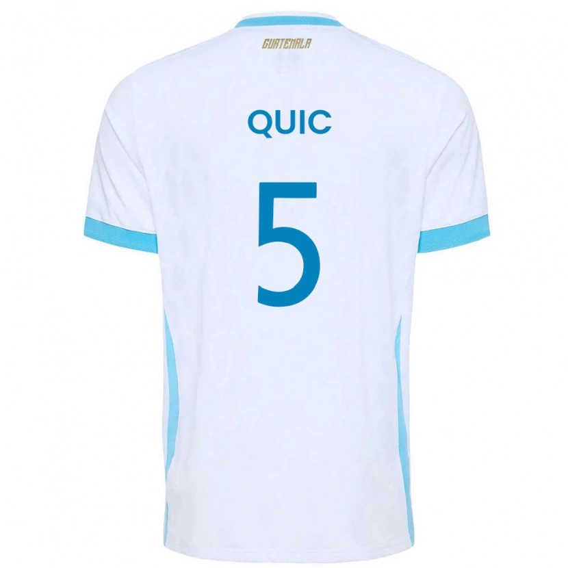 Danxen Dámské Guatemala Matthew Quic #5 Bílá Nebeská Modrá Zlatá Domů Hráčské Dresy 26-28 Dres