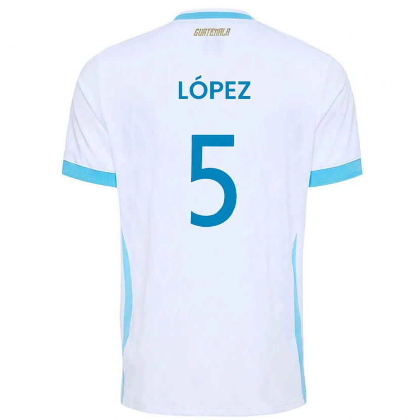 Danxen Dámské Guatemala Jeffery López #5 Bílá Nebeská Modrá Zlatá Domů Hráčské Dresy 26-28 Dres