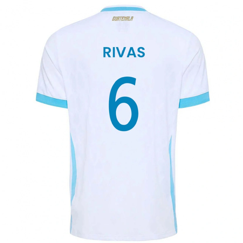 Danxen Dámské Guatemala Steven Rivas #6 Bílá Nebeská Modrá Zlatá Domů Hráčské Dresy 26-28 Dres