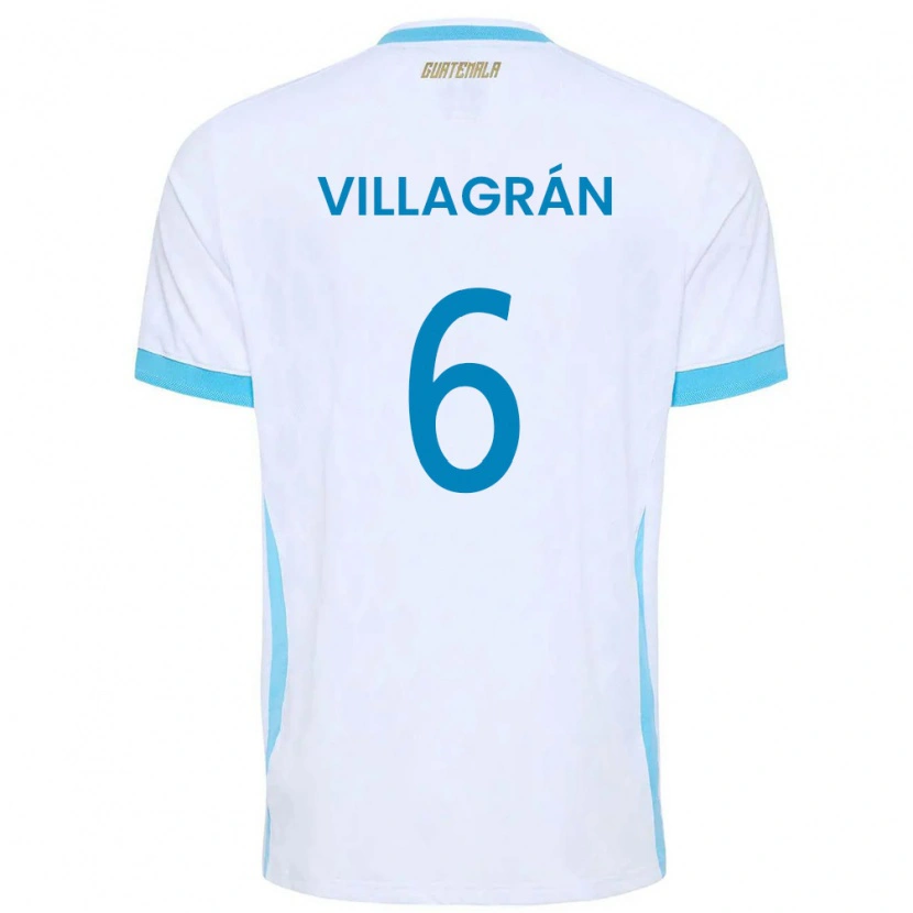 Danxen Dámské Guatemala Williams Villagrán #6 Bílá Nebeská Modrá Zlatá Domů Hráčské Dresy 26-28 Dres