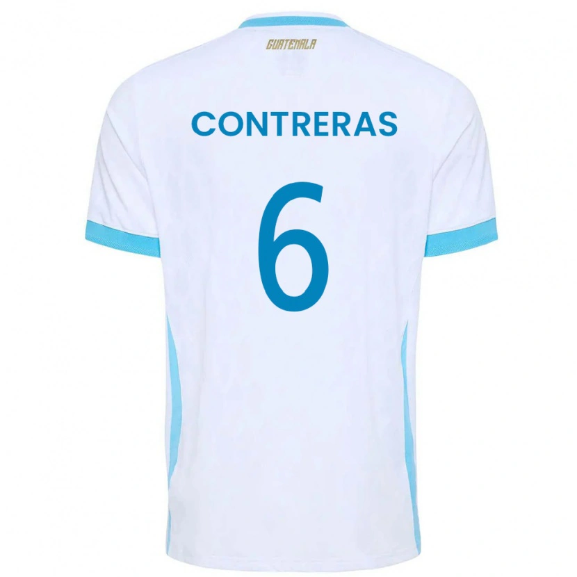 Danxen Dámské Guatemala María Contreras #6 Bílá Nebeská Modrá Zlatá Domů Hráčské Dresy 26-28 Dres