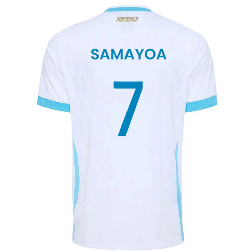 Danxen Dámské Guatemala Adriano Samayoa #7 Bílá Nebeská Modrá Zlatá Domů Hráčské Dresy 26-28 Dres