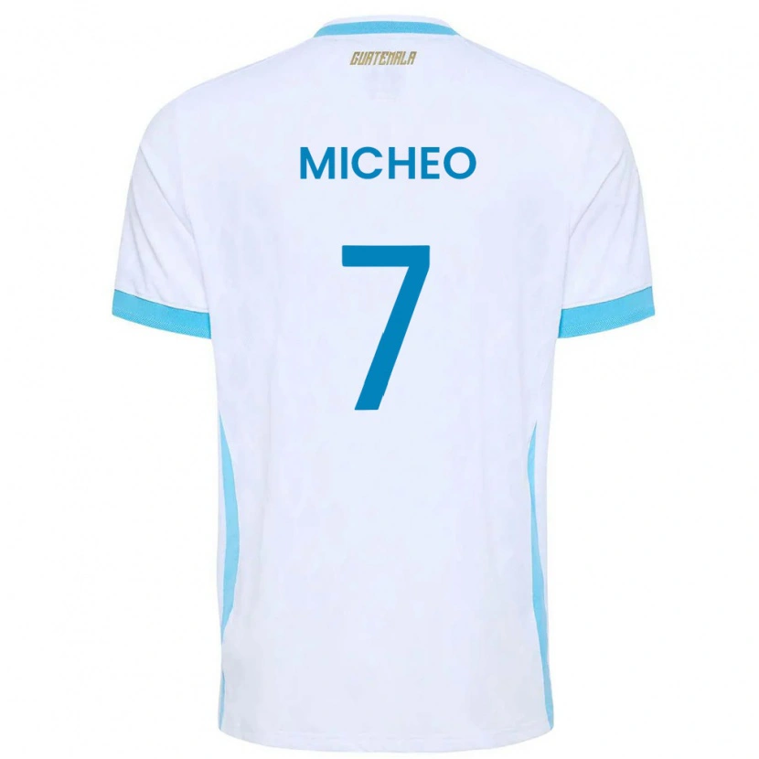 Danxen Dámské Guatemala Matías Micheo #7 Bílá Nebeská Modrá Zlatá Domů Hráčské Dresy 26-28 Dres