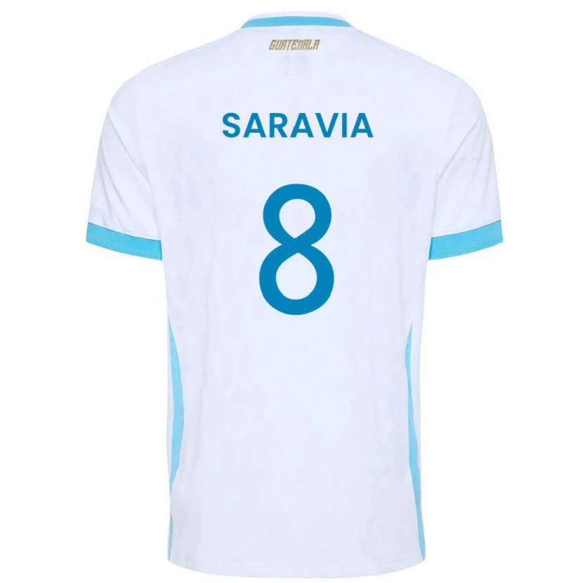 Danxen Dámské Guatemala Rodrigo Saravia #8 Bílá Nebeská Modrá Zlatá Domů Hráčské Dresy 26-28 Dres