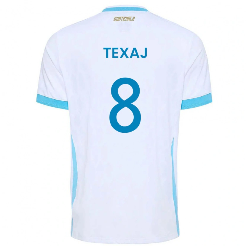 Danxen Dámské Guatemala Elisa Texaj #8 Bílá Nebeská Modrá Zlatá Domů Hráčské Dresy 26-28 Dres