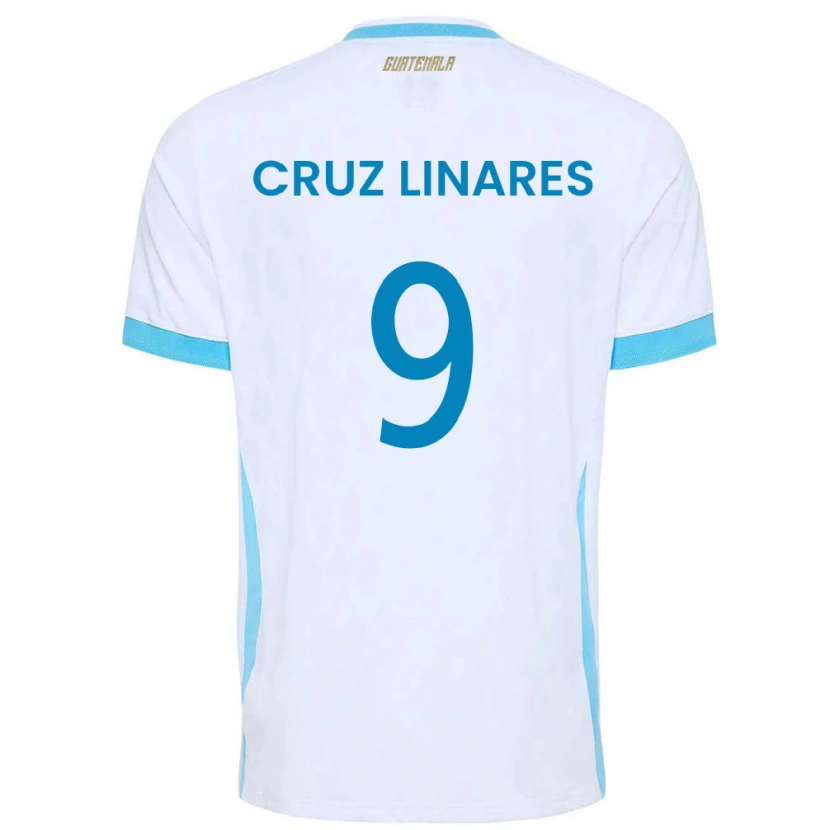 Danxen Dámské Guatemala Raúl Cruz Linares #9 Bílá Nebeská Modrá Zlatá Domů Hráčské Dresy 26-28 Dres