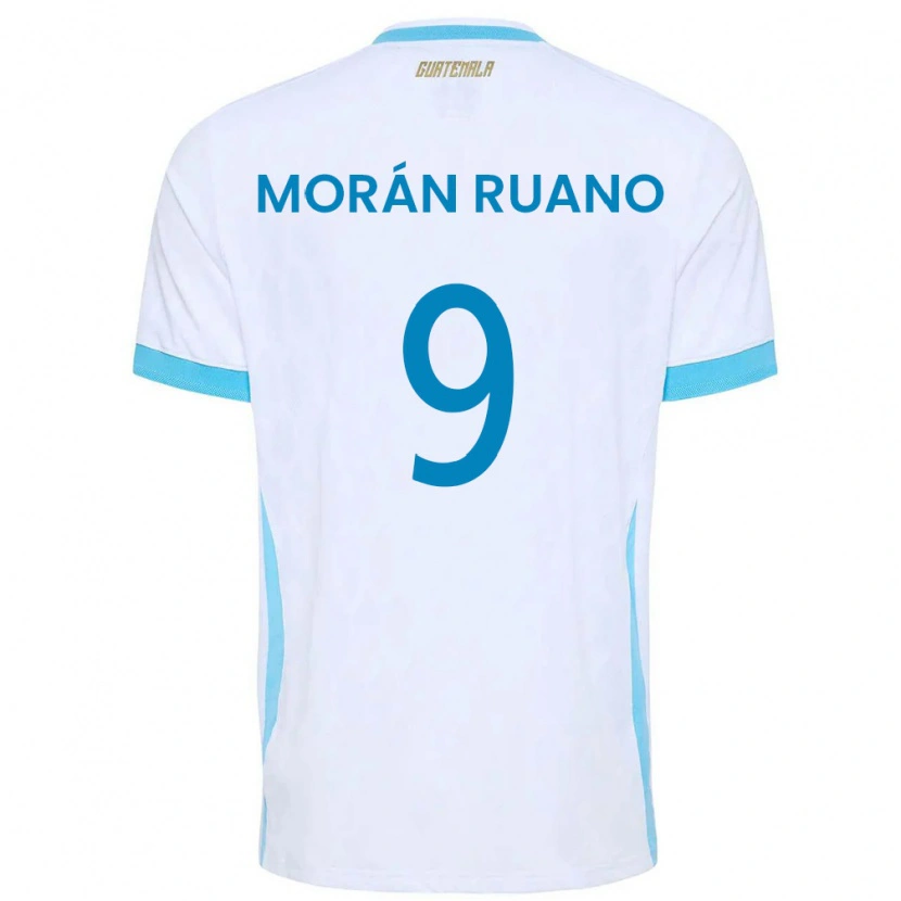 Danxen Dámské Guatemala Sebastian Morán Ruano #9 Bílá Nebeská Modrá Zlatá Domů Hráčské Dresy 26-28 Dres