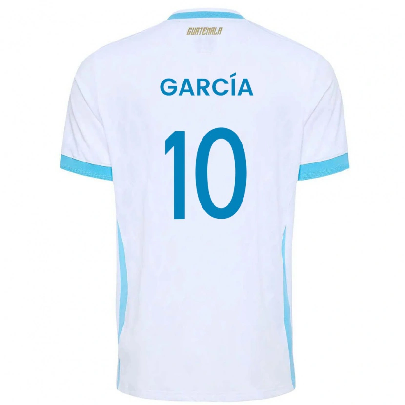 Danxen Dámské Guatemala Gabriel García #10 Bílá Nebeská Modrá Zlatá Domů Hráčské Dresy 26-28 Dres