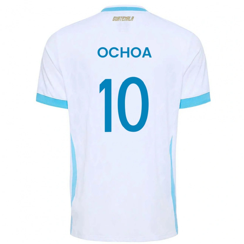Danxen Dámské Guatemala José Ochoa #10 Bílá Nebeská Modrá Zlatá Domů Hráčské Dresy 26-28 Dres