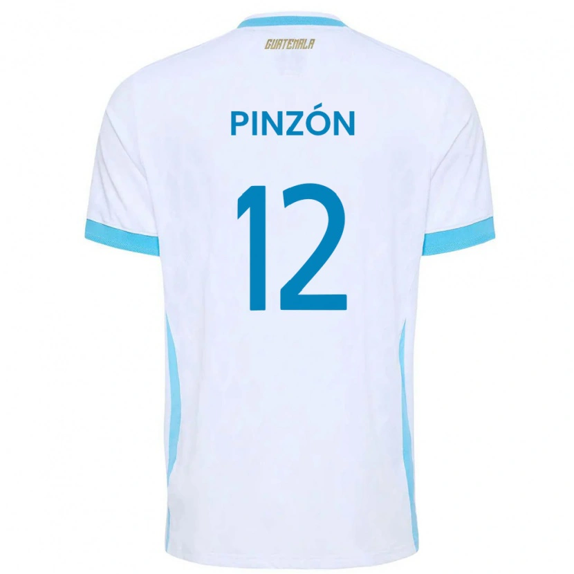 Danxen Dámské Guatemala Alex Pinzón #12 Bílá Nebeská Modrá Zlatá Domů Hráčské Dresy 26-28 Dres