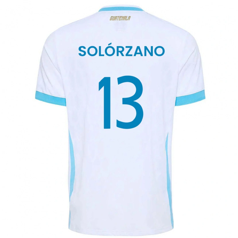 Danxen Dámské Guatemala Aisha Solórzano #13 Bílá Nebeská Modrá Zlatá Domů Hráčské Dresy 26-28 Dres