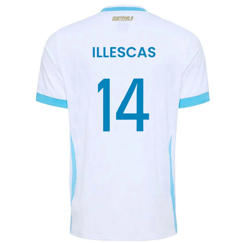 Danxen Dámské Guatemala Kevin Illescas #14 Bílá Nebeská Modrá Zlatá Domů Hráčské Dresy 26-28 Dres