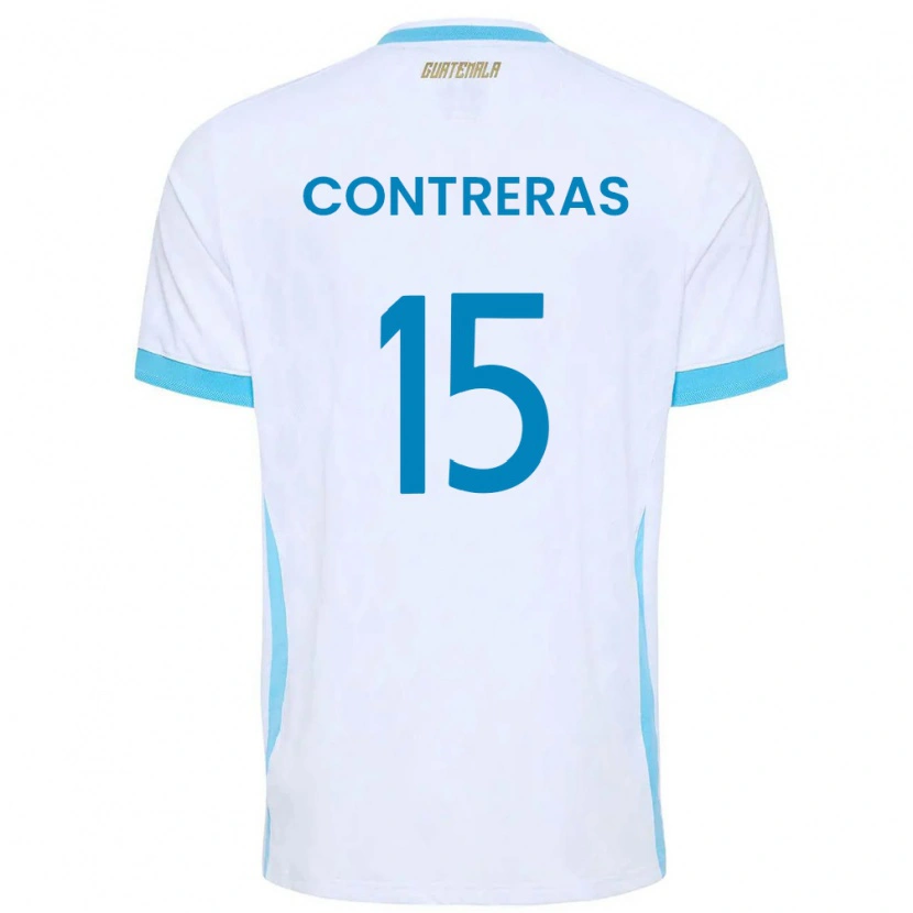 Danxen Dámské Guatemala Andy Contreras #15 Bílá Nebeská Modrá Zlatá Domů Hráčské Dresy 26-28 Dres