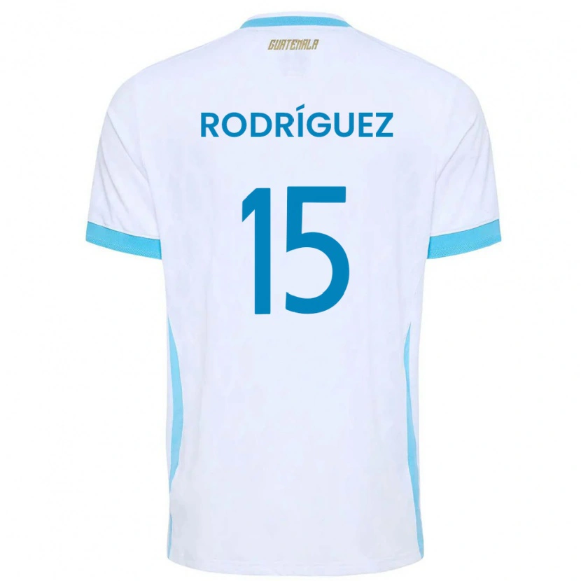 Danxen Dámské Guatemala Jared Rodríguez #15 Bílá Nebeská Modrá Zlatá Domů Hráčské Dresy 26-28 Dres