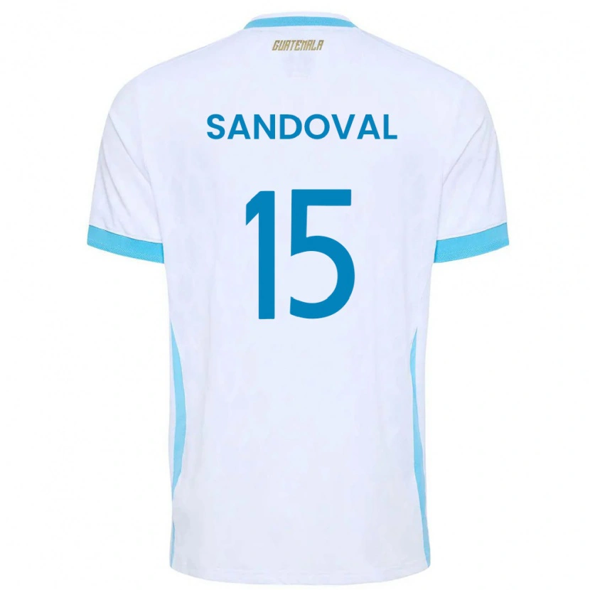 Danxen Dámské Guatemala Julio Sandoval #15 Bílá Nebeská Modrá Zlatá Domů Hráčské Dresy 26-28 Dres