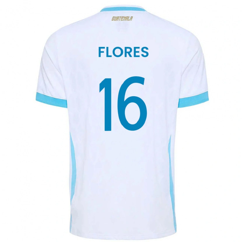 Danxen Dámské Guatemala Kleverson Flores #16 Bílá Nebeská Modrá Zlatá Domů Hráčské Dresy 26-28 Dres