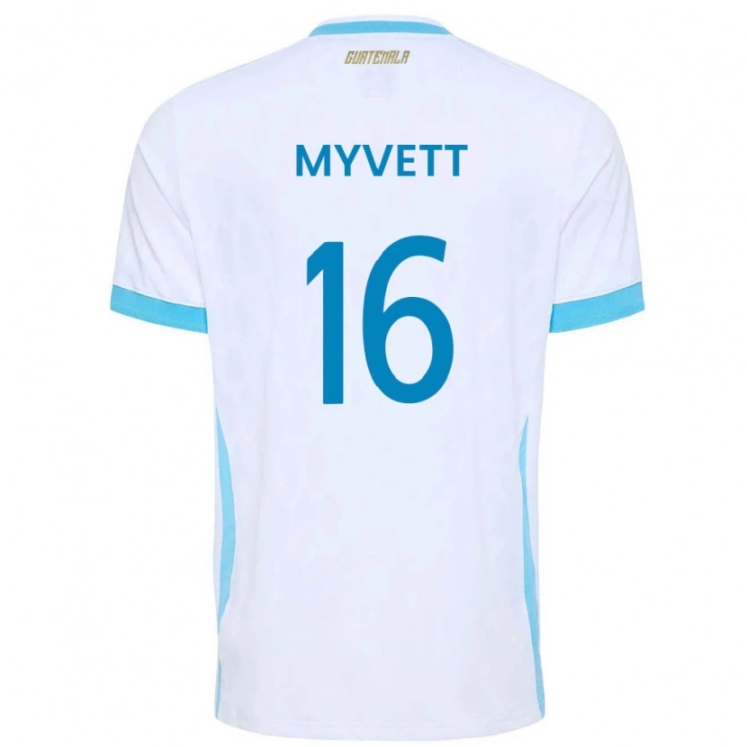 Danxen Dámské Guatemala Jemery Myvett #16 Bílá Nebeská Modrá Zlatá Domů Hráčské Dresy 26-28 Dres