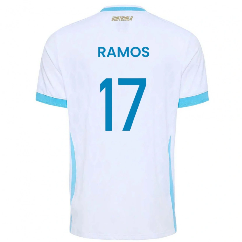 Danxen Dámské Guatemala Julio Ramos #17 Bílá Nebeská Modrá Zlatá Domů Hráčské Dresy 26-28 Dres