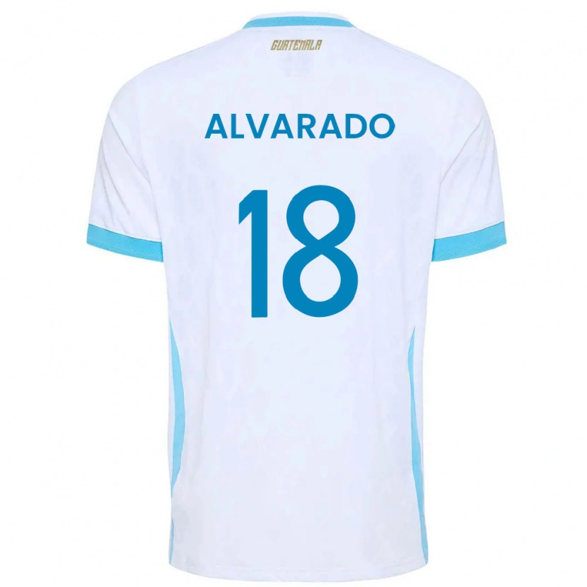 Danxen Dámské Guatemala Dereck Alvarado #18 Bílá Nebeská Modrá Zlatá Domů Hráčské Dresy 26-28 Dres