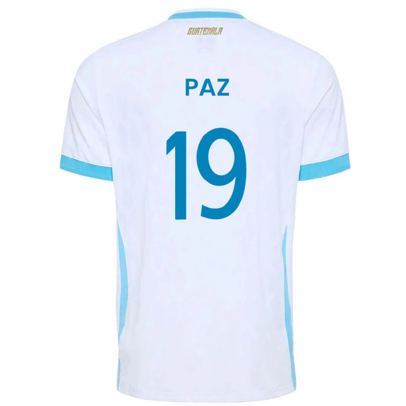 Danxen Dámské Guatemala Vidal Paz #19 Bílá Nebeská Modrá Zlatá Domů Hráčské Dresy 26-28 Dres