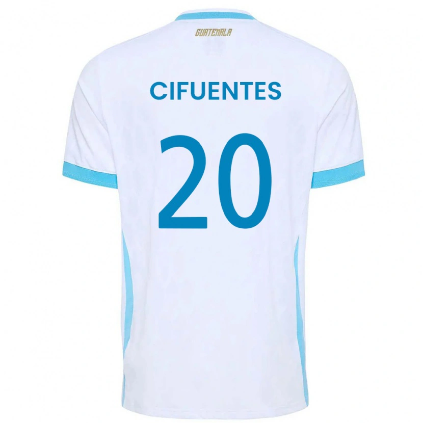 Danxen Dámské Guatemala Elvis Cifuentes #20 Bílá Nebeská Modrá Zlatá Domů Hráčské Dresy 26-28 Dres