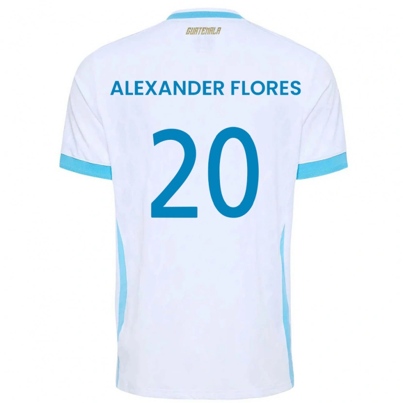 Danxen Dámské Guatemala Luis Alexander Flores #20 Bílá Nebeská Modrá Zlatá Domů Hráčské Dresy 26-28 Dres
