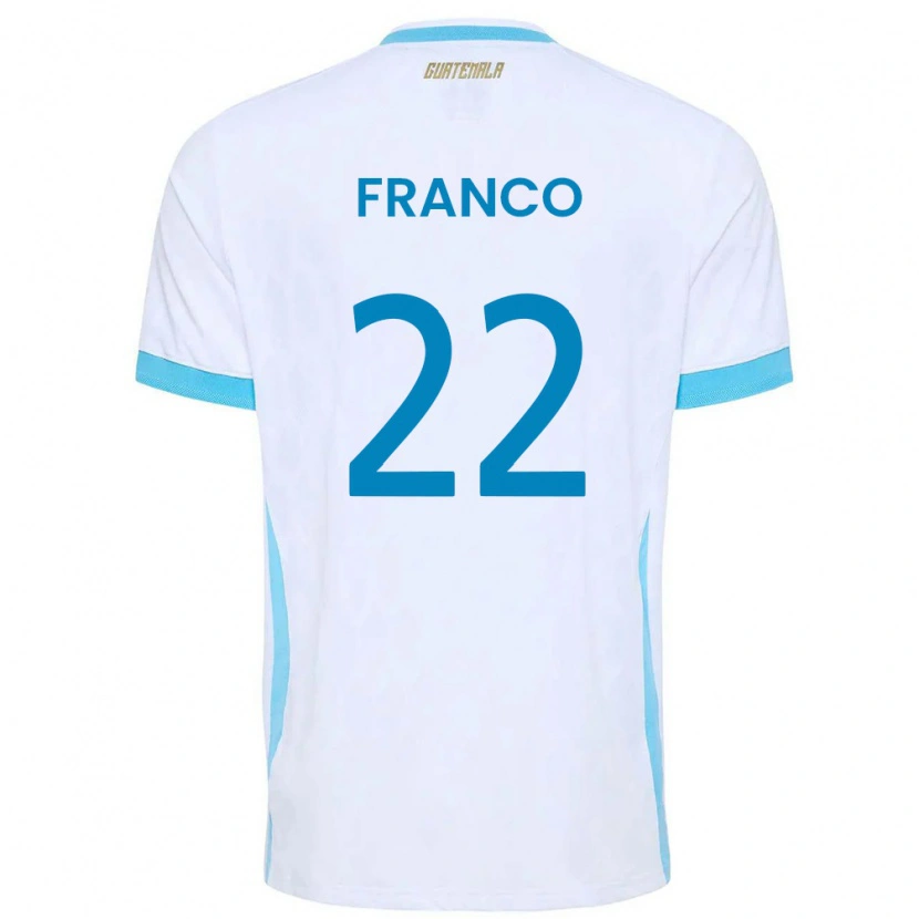 Danxen Dámské Guatemala Jonathan Franco #22 Bílá Nebeská Modrá Zlatá Domů Hráčské Dresy 26-28 Dres
